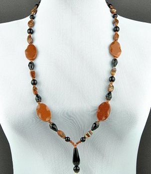 Авторские бусы Агат, авантюрин "Шоколадка" арт.АНТ-776