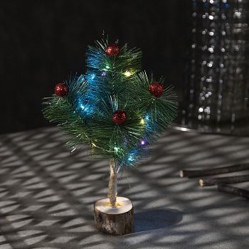 Светодиодная фигура «Ель с гирляндой», 15 × 22 × 12 см, пластик, батарейки LR41х2, свечение мульти