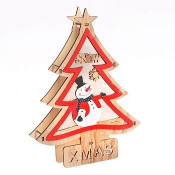 Новогодний световой декор настольный «Ёлка и снеговик» 15×20×2 см