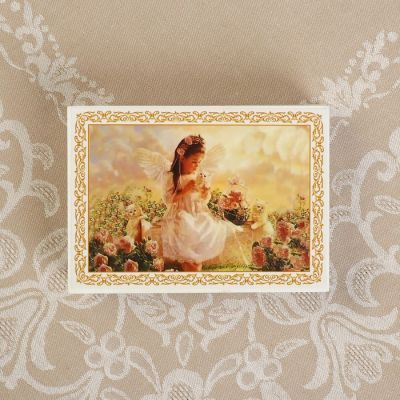 Шкатулка «Ангелочек с котятами», белая, 10×14 см, лаковая миниатюра