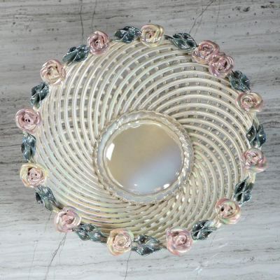 Конфетница "Плетенка", круглая, с лепкой, разноцветная, керамика, 11.5 см