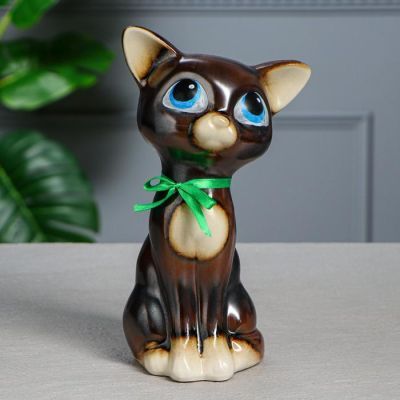 Копилка "Кошка Соня", коричневая, глянец, 24 см, микс