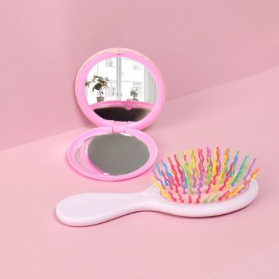 Подарочный набор «Киса», 2 предмета: зеркало, массажная расчёска, рисунок МИКС