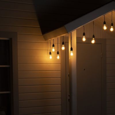 Гирлянда «Ретро белт-лайт» со свесами 10 и 20 см, 10 м, IP54, УМС, 2W, тёмная нить, шаг 50 см, Е27, 220 В