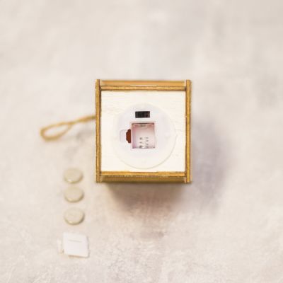 Ёлочная игрушка «Домик со снеговиком», от батареек, свечение тёплое белое