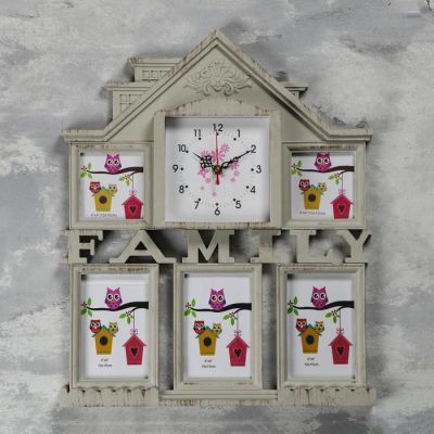 Часы настенные+5 фоторамок, серия: Фото, "Family", 17*17 см,  плавный ход, 1АА, 42х50см см