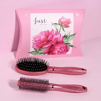 Подарочный набор «Цветочки», 2 предмета:массажная расчёска, брашинг, рисунок МИКС