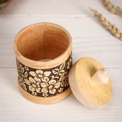 Туес "Цветочки", малый, D=6 см