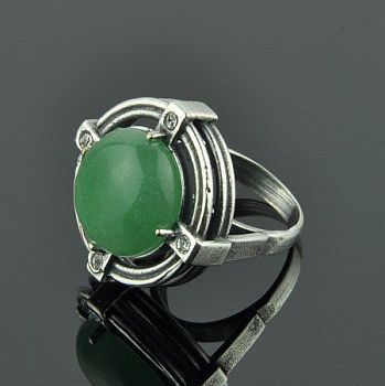 Кольцо Нефрит "Сфера" арт.ск-2987 Зеленый