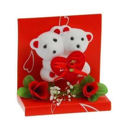 Композиция "Влюбленные мишки с сердечком" в коробочке (12х6х12см)
