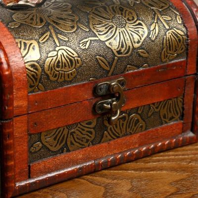 Шкатулка-сундучок дерево под старину (12 х 18 х 12 см)