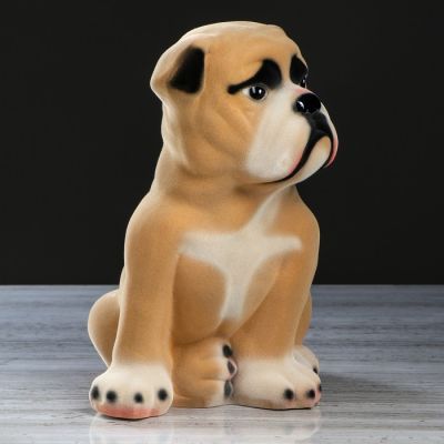 Копилка "Бульдог", флок, бежевый цвет, 31 см