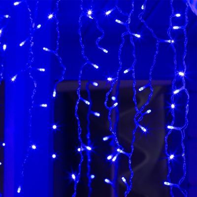 Гирлянда «Бахрома» 3 × 0.9 м, IP44, УМС, прозрачная нить, 232 LED, свечение синее, 220 В