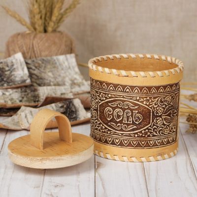 Туес «Соль», ягодка, 11×11×15 см, береста