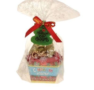 Полотенце сувенирное "Новогодняя композиция", (полотенце размером 28х28 см, микрофибра)