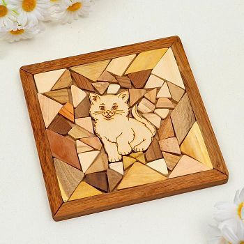 Подставка под горячее "Кошечка", 17х17 см , разные породы дерева