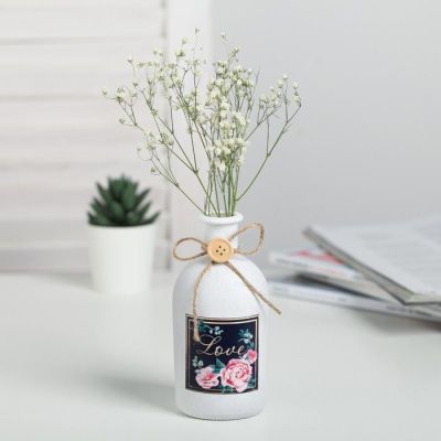 Ваза стеклянная Love, цвет белый