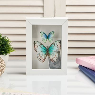 Копилка интерьерная пластик "Бабочки" 17х12х3,8 см