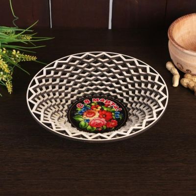 Сухарница "8 марта. Цветы. Вид 3", круглая, d=20 см