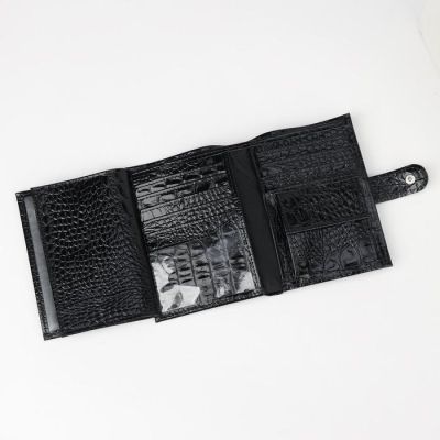 Портмоне (муж/жен) 3 в1, отдел для купюр, для карт, для монет, отдел для автодокументов+паспорта, цвет чёрный