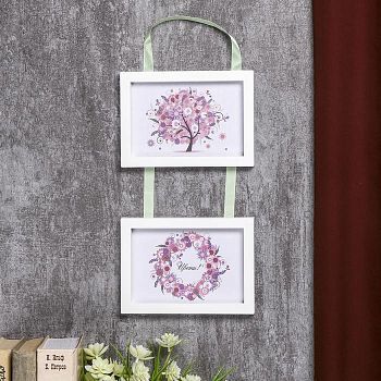 Фоторамка двойная на тесьме L-3 10х15 см, белый, с небьющимся стеклом