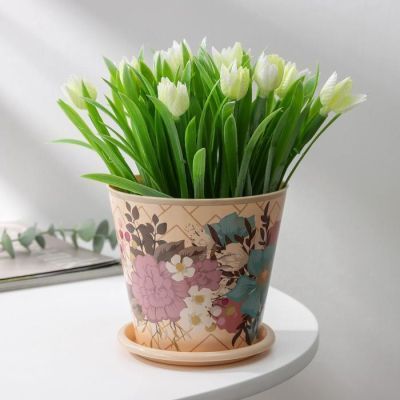 Горшок для цветов Доляна «Фрезия», 800 мл, цвет бежевый