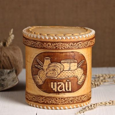 Туес "Чай", береста, 15х15х14 см, микс