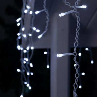 Гирлянда «Бахрома» 4 × 0.6 м, IP44, белая нить, 180 LED, свечение белое, 8 режимов, 220 В