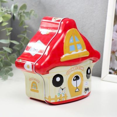Копилка металл "Домик-мишка" МИКС 14,5х15,5х6,5 см