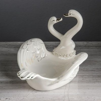Фруктовница "Два лебедя", белая, 32 см, микс