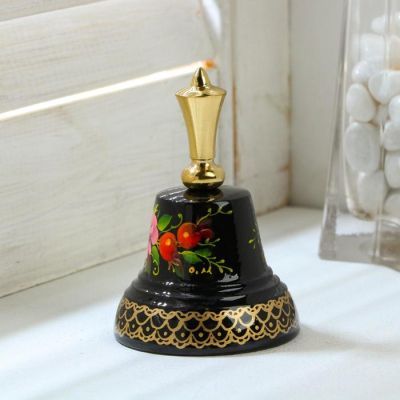 Колокольчик Валдайский "№5. Ягоды", расписной, с короткой ручкой, d=53 мм