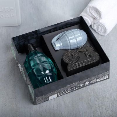 Набор "Настоящему супер герою" гель для душа граната 250 мл аромат мяты и лимона, мыло