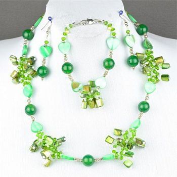 Авторские бусы Перламутр, хрусталь, агат "Таинственный сад" арт.ВАС-1106