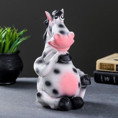 Копилка "Лошадь" белая в яблоко, 14х14х23см