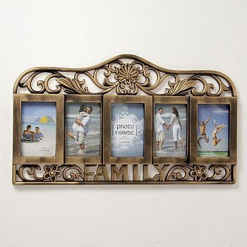 Фоторамка на 5 фото 10х15 см "Семейный медальон" тёмное золото 34х59 см