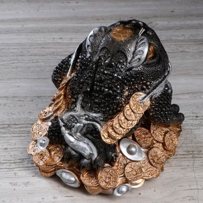 Копилка "Жаба на монетах", чёрная, 20 см