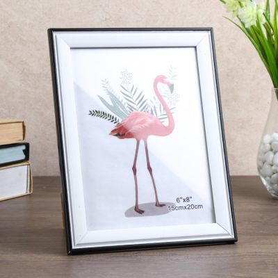 Фоторамка пластик 15х20 см "Доминика" белая с чёрным обрамлением 22,5х17,5 см