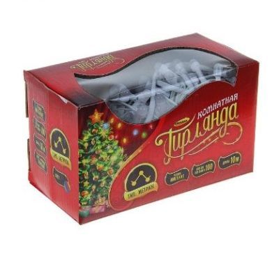 Гирлянда комнатная "Метраж" (10 м. нить белая, моргает)