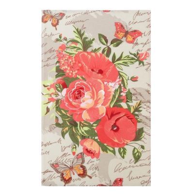 Полотенце вафельное "Букет розы-маки" 35х60 см, песочный, 160 гр/м, хл,