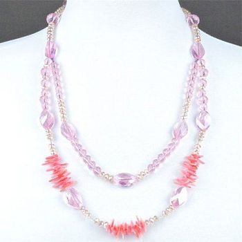 Бусы Хрусталь, Коралл "Фрис" арт. ГРУ-1550