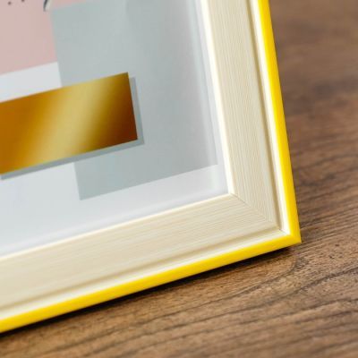 Фоторамка пластик 15х20 см "Беж с жёлтой полосой" 22,6х17,6х1 см