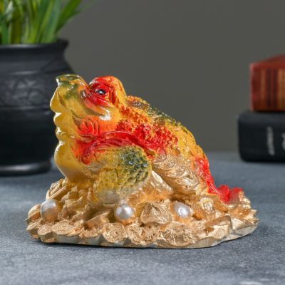 Копилка "Жаба с жемчугом" маленькая 12х9см