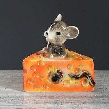 Копилка "Мыша с сыром", 20 см