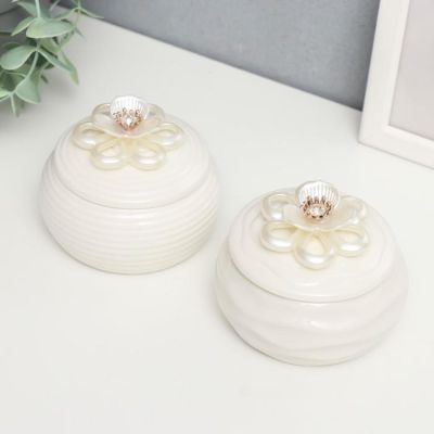 Сувенир керамика "Белый жасмин"МИКС 6,5х8,5х8,5 см