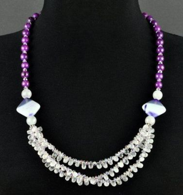 Бусы Агат, розовый кварц, хрусталь "Феруза" арт.АНТ-363