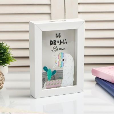 Копилка интерьерная пластик "Лама с кактусом, в очках" 17х12х3,8 см