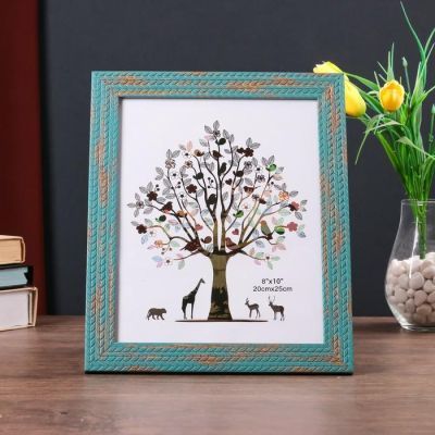 Фоторамка пластик 20х25 см "Пшеница" синяя с золотом 29х24 см