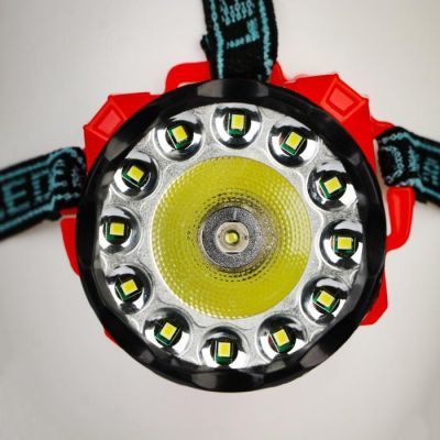 Фонарь налобный 3 Вт, 1+12 led, 3 АА, 2 режима, 7.2 х 9 х 8 см