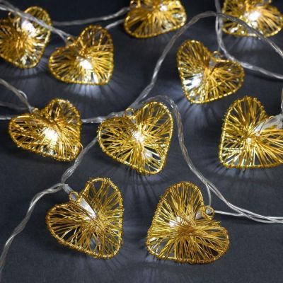 Гирлянда "Нить" 4 м с насадками "Сердце проволока", IP20, прозрачная нить, 20 LED, свечение тёплое белое, 8 режимов, 220 В