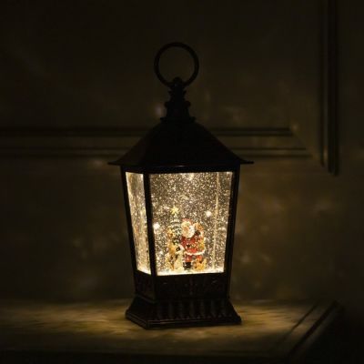 Светодиодная фигура «Фонарь с Дедом Морозом» 12 × 24 × 12 см, пластик, батарейки ААх3 (не в комплекте), USB, свечение тёплое белое